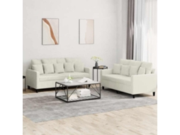 Vidaxl 2 Pcs Conjunto De Sofás Com Almofadões Veludo Cor Creme