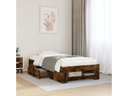Cama De Solteirocama De Adultoestrutura Cama S/ Colchão Derivados De Madeira Carvalho Fumado Wsd41710
