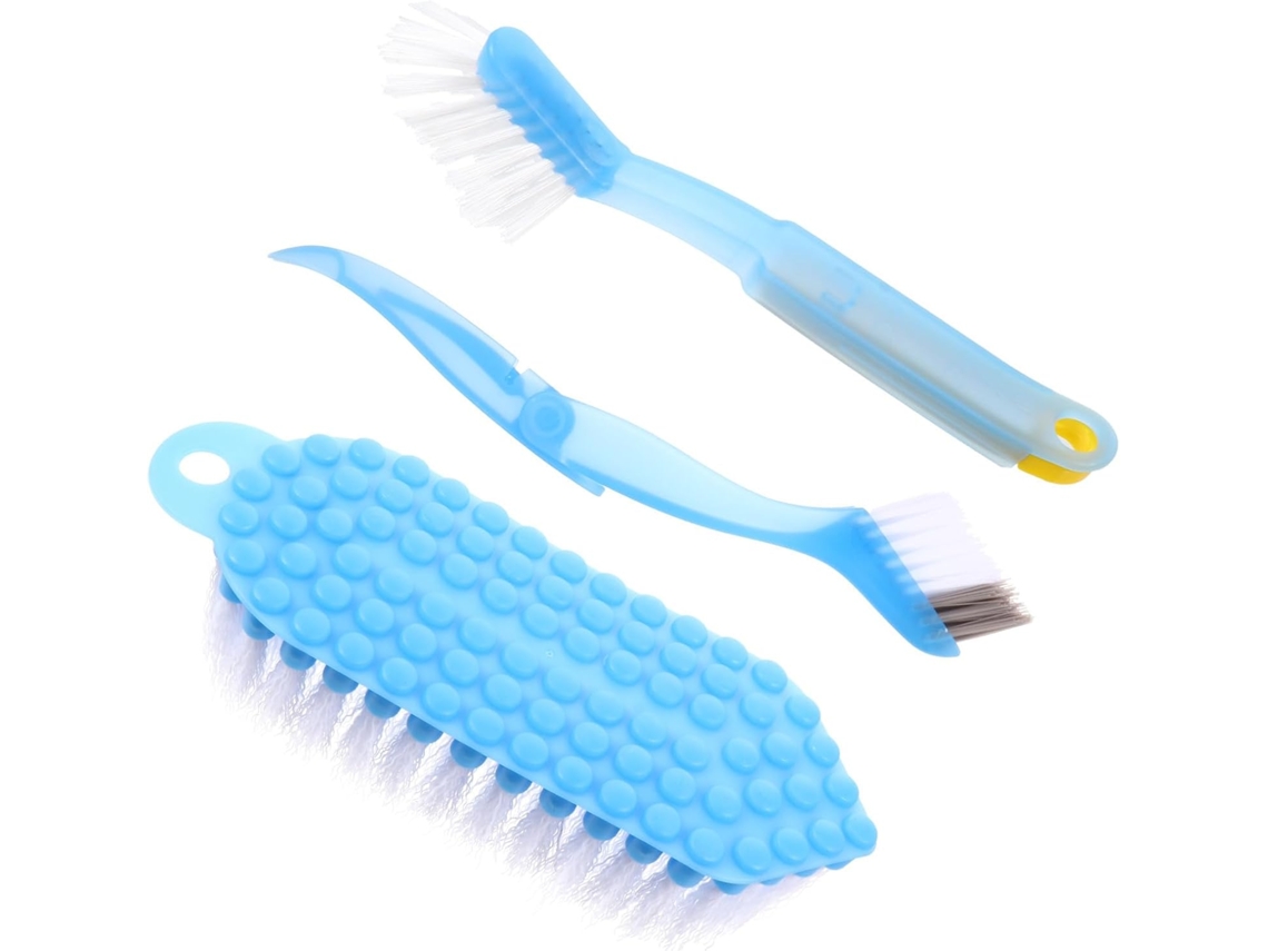 Conjunto De 3 Escovas Limpeza Multiuso, Em Pe Pp Azul, Para Cozinha E Banheiro