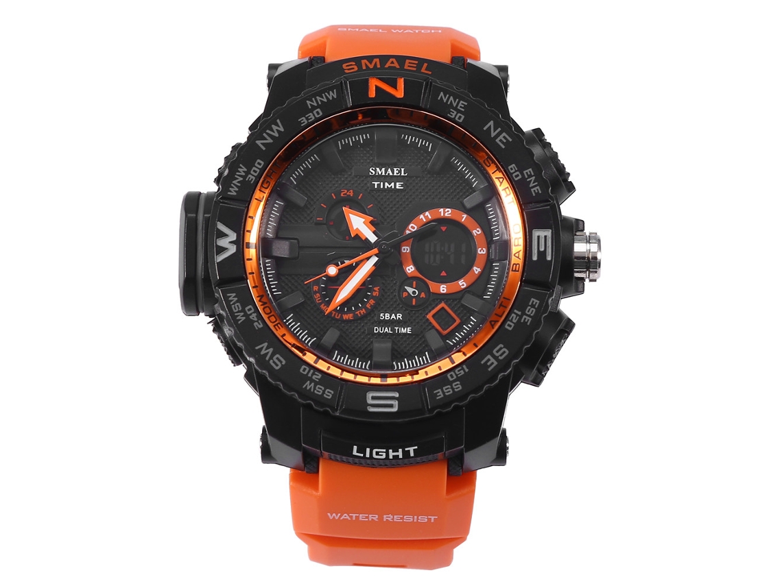 Reloj Deportivo Digital Dual Display Led Luz Fondo Naranja Smael