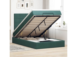 Estrutura De Cama Otomana Com Colchões Verde Escuro Veludo