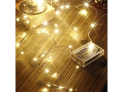 Rebe luz de Cadena Led 100 Luces Decorativas Con Pila, Cable de Cobre (10m, Blanco Cálido)