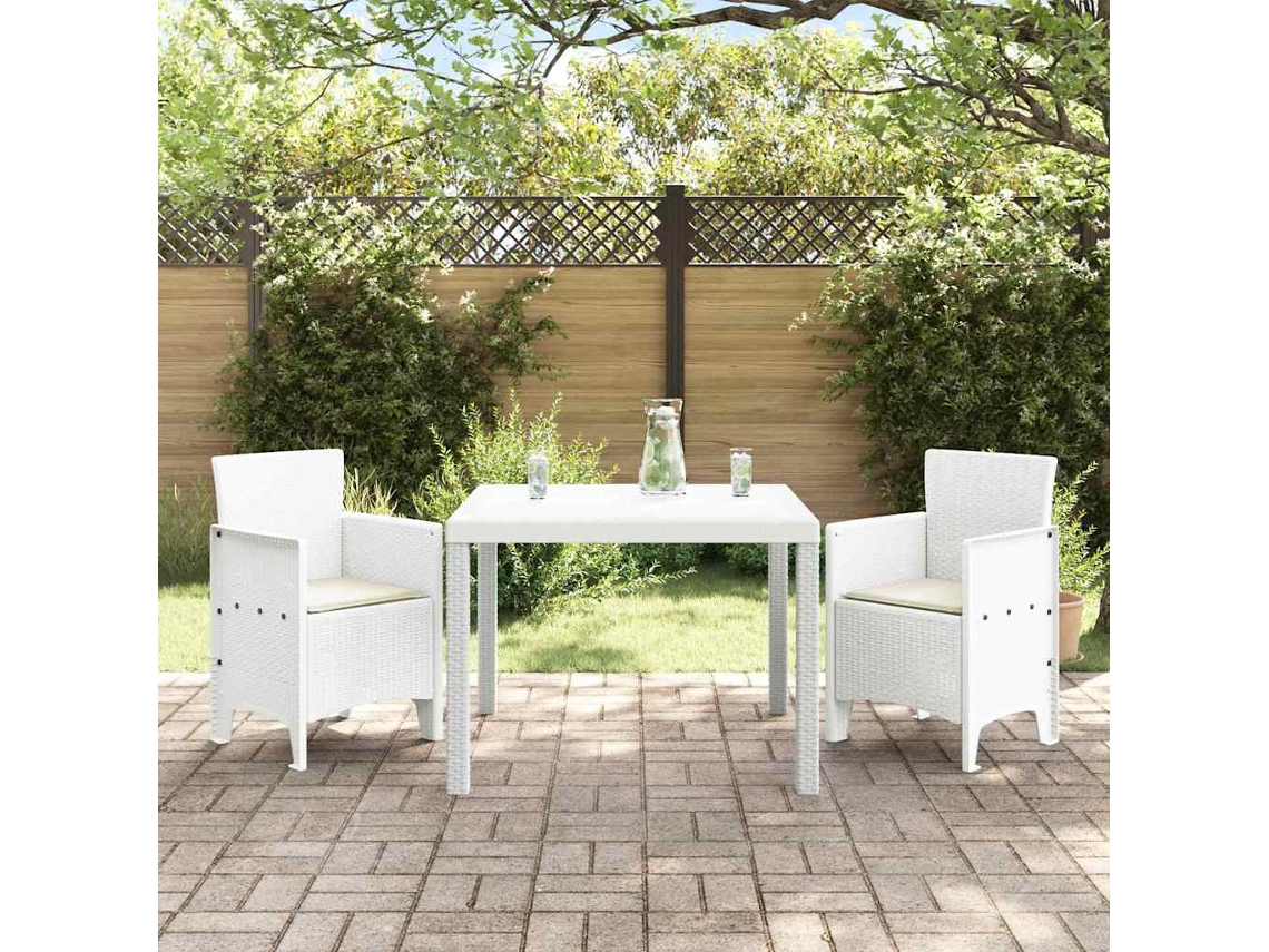 Vidaxl Conjunto De Jantar Para Jardim 3 Unid. Branco Polipropileno
