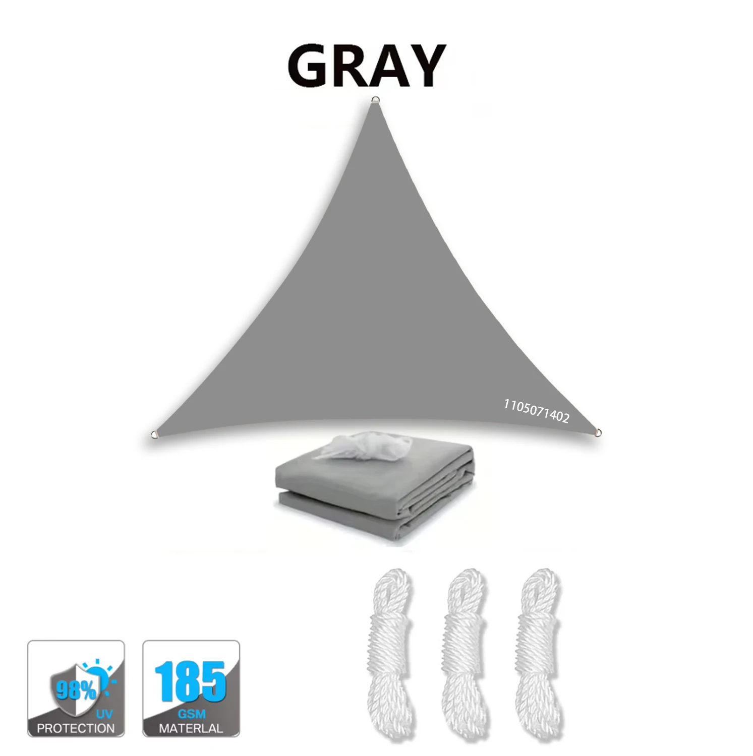 Vela de Sombreamento Triangular MDUG cinza 4x4x4m, resistente à chuva
