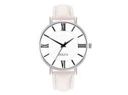 Relógio de Quartzo com Pulseira de Couro Pu Estilo Minimalista Números Romanos para Mulher Branco