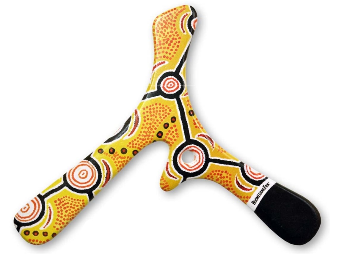Bumerangue De Madeira Boomerang Fan Para Canhoto, 31cm, 55g, Alcance De 25m
