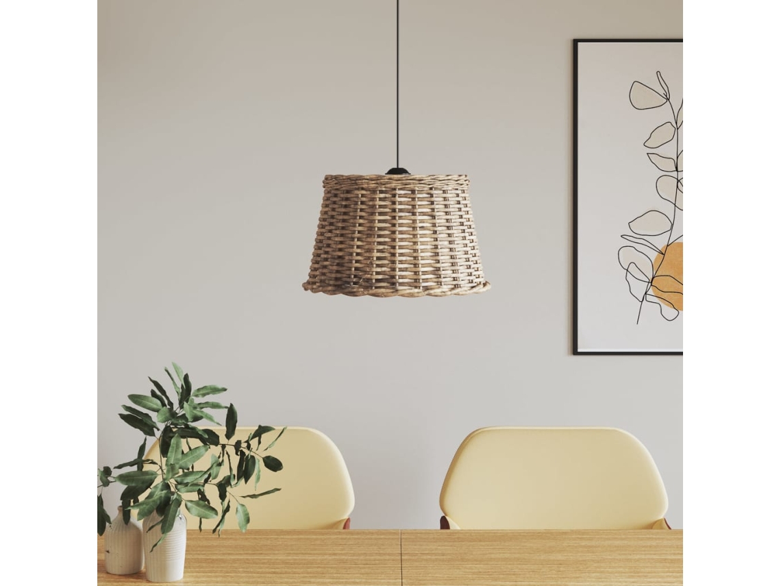 Vidaxl Abajur De Teto Ø45x28 Cm Vime Castanho