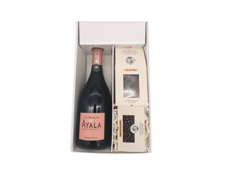 White Gift Box - Ayala Champagne - 1 Rosé 75 cl - Cacaotines (1x150g) and Sauternes Raisins (1x100g) MAISON GUINGUET