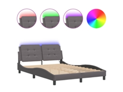 Estrutura de Cama com Led Sem Colchão Zadar 140x200 cm Cinza MAISON EXCLUSIVE