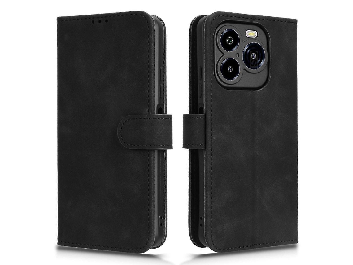 Capa De Couro Tkdaddy Para Oukitel C65 Pro / C65, Capa Tipo Carteira Com Flip E Toque De Pele, Preta