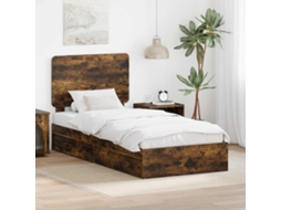 Vidaxl Cama Com Armazenamento Com Gaveta Carvalho Defumado 90 X 200 Cm