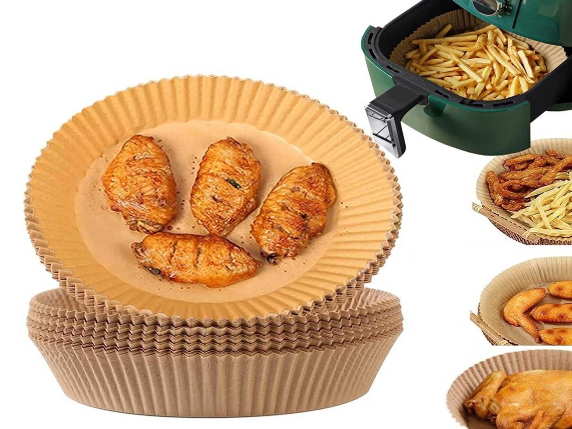 Lurelia Papel Para Air Fryer, 100 Unidades, 20 Cm, Descartável, Castanho