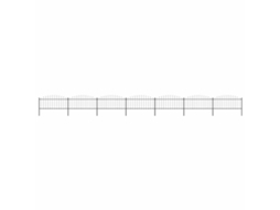 Vidaxl Cerca De Jardim Com Topo Em Lanças (0,5-0,75)x11,9 M Aço Preto