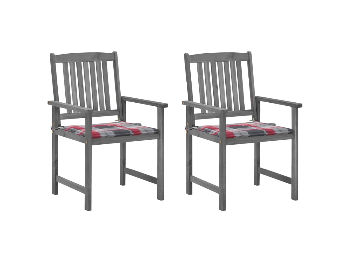 Vidaxl Cadeiras De Jardim Com Almofadões 2 Pcs Acácia Maciça Cinza