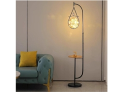 Luminária De Chão Com Mesa Acoplada, Luminária De Chão Moderna Meados Do Século Xx Com Globo Vidro Dourado E Base