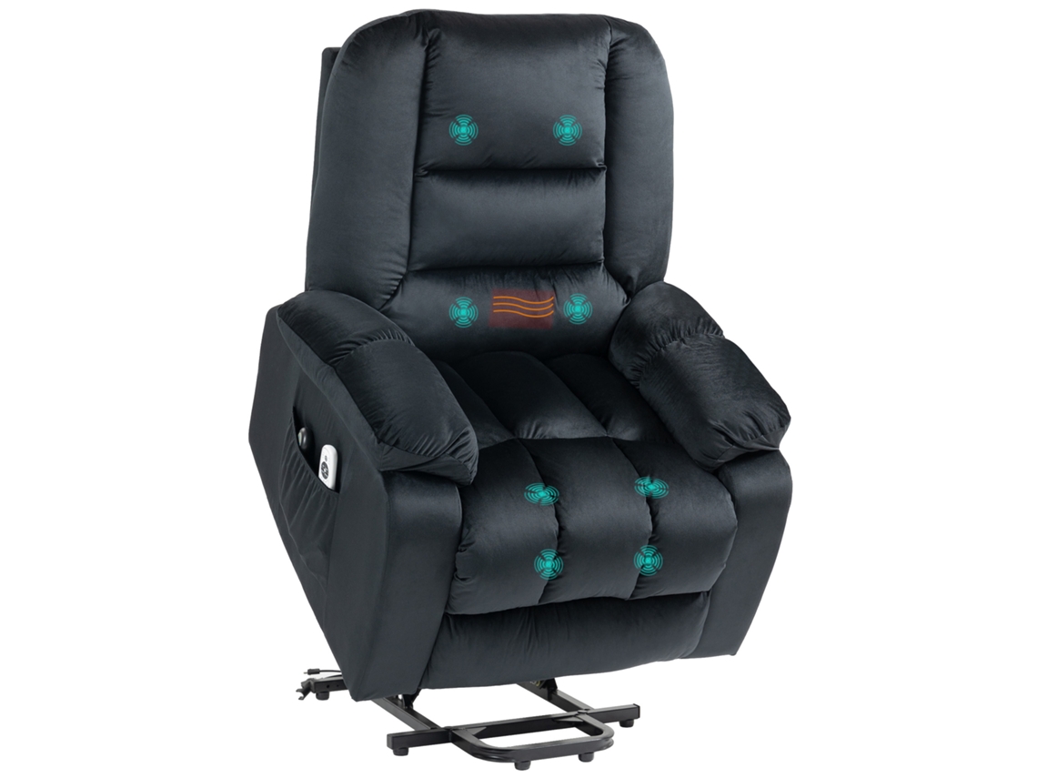 Poltrona SINI TECH STORE com altura ajustável, 8 pontos de massagem vibratória, dimensões 85x94x107 cm Preta