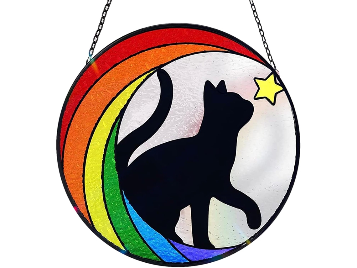Apanhador de Sol para Janelas em Forma de Gato, Apanhador de Sol para Gatos Enfeite Memorial para Cães e Gatos, Duelo CHABERLU