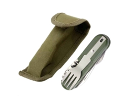 Conjunto de Utensílios de Camping Inox Plegável