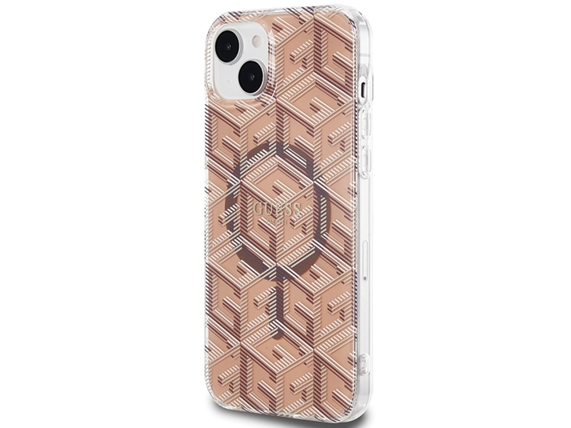 Capa para iPhone 15 GUESS Pele Sintética Rígida Castanho