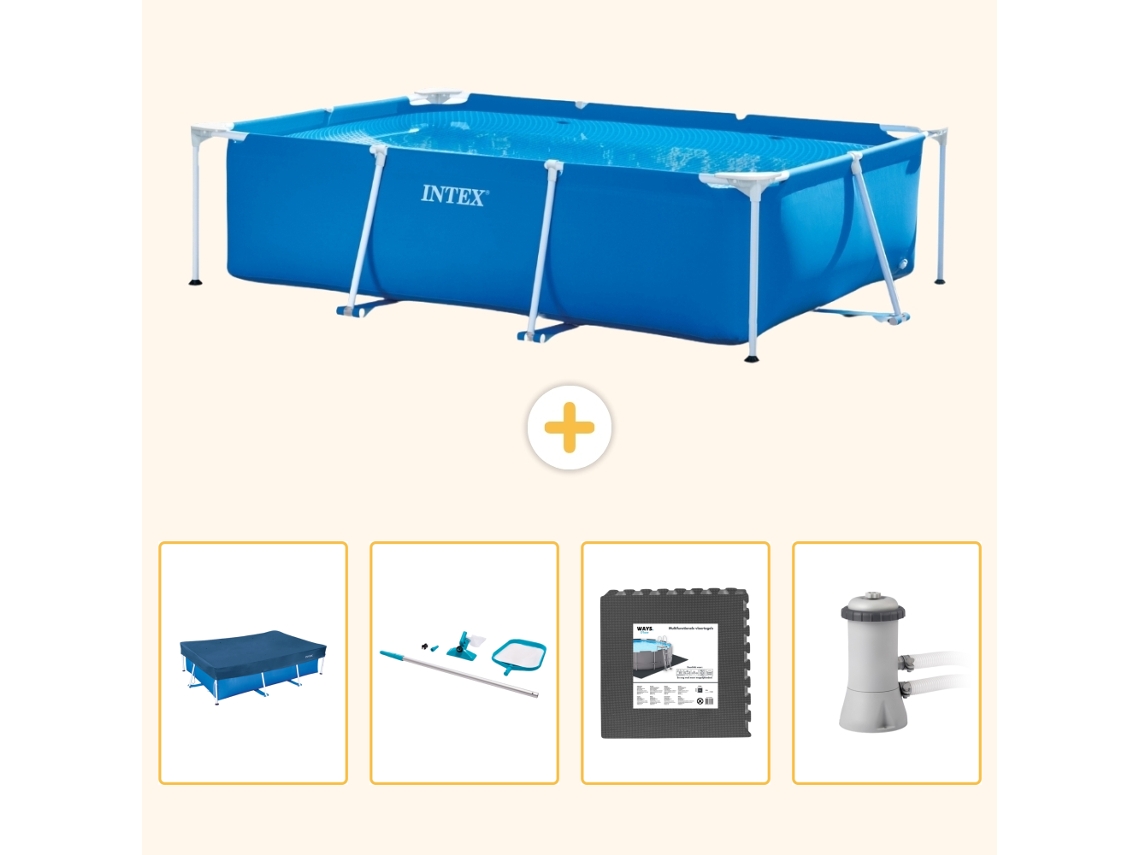 Intex Piscina Com Estrutura Retangular - 300x200x75 Cm - 5-peças S163