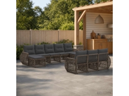 Vidaxl Conjunto De Sofá De Jardim 10 Unid. Cinza E Cinza Escuro