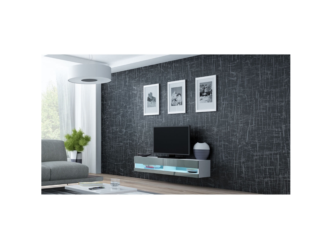 Móvel de Tv CAMA MEBLE Rtvvigo140N B/S Branco Cinzento 140x30x40 cm