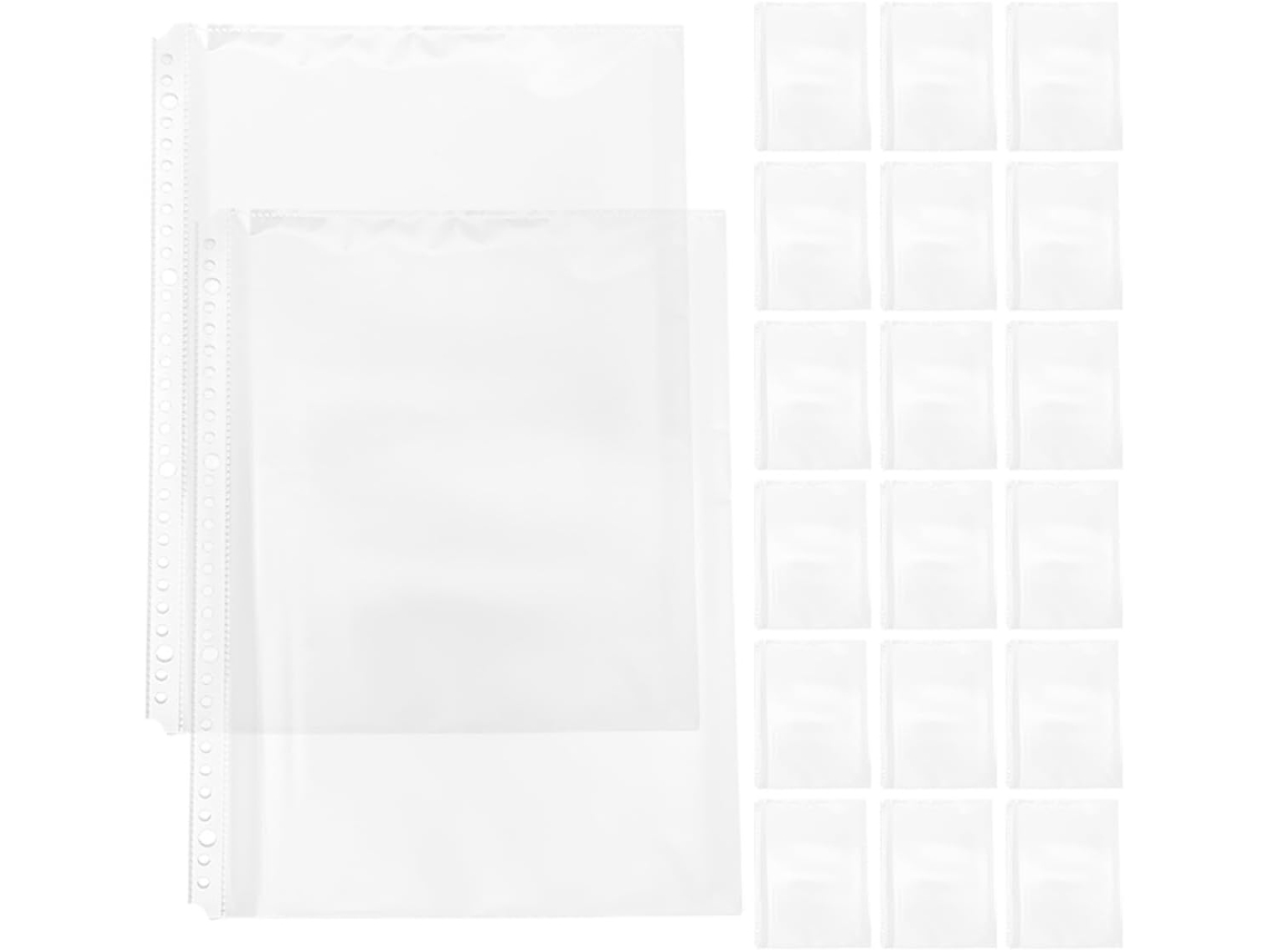 20 Capas Transparentes A4 Com 30 Furos, Protetores De Página Duráveis Em Pp, Organizadores Impermeáveis Para Documentos