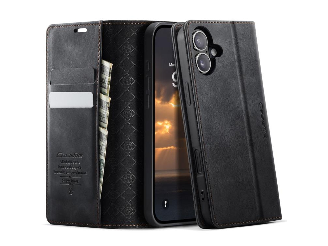 Capa Para Iphone 17 - Couro De Bezerro Com Microfibra E Proteção Rfid