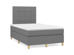 Vidaxl Cama Boxspring Com Colchão 120x190 Cm Tecido Cinzento-escuro