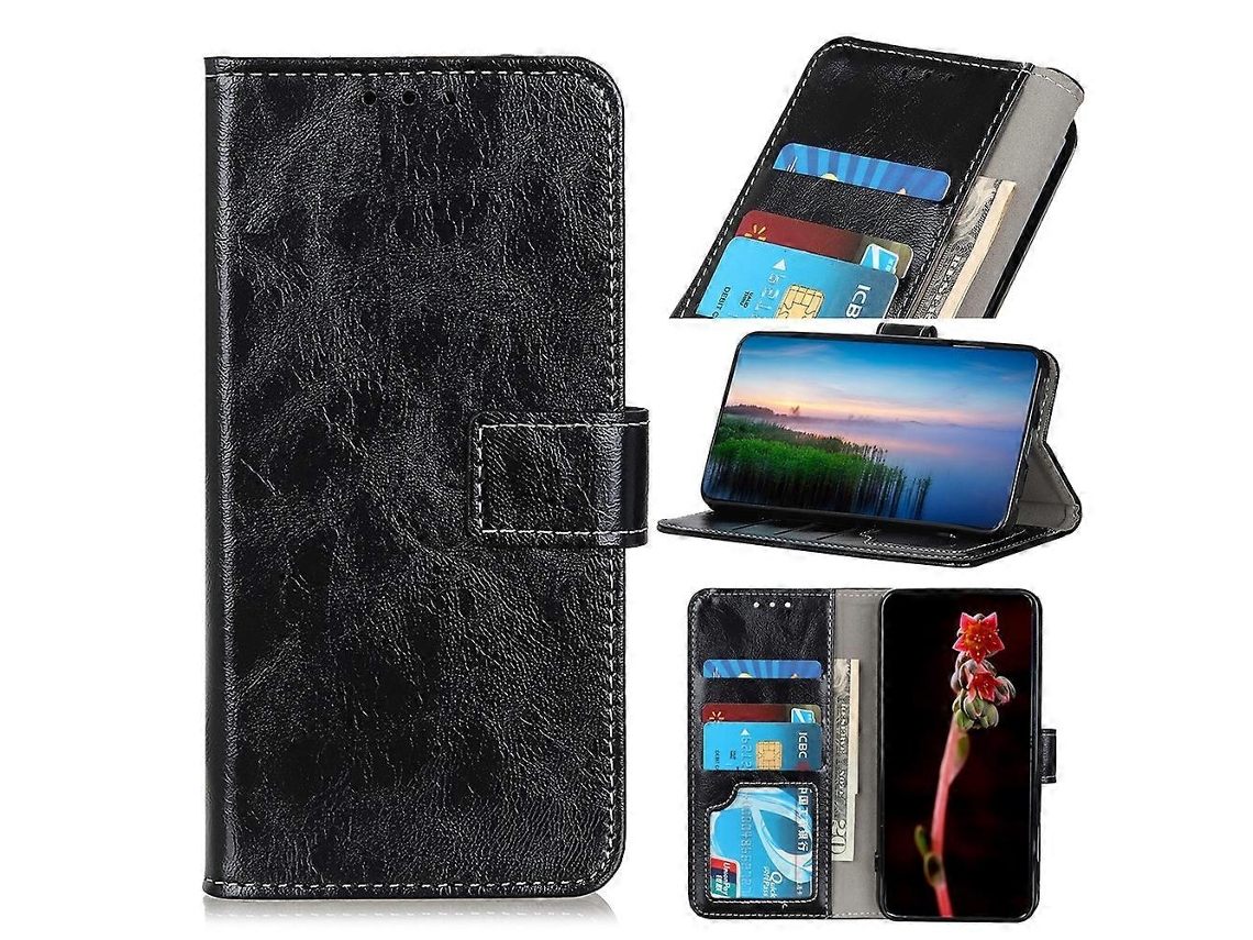 Capa De Couro Com Flip Horizontal Retrô Crazy Horse Texture Para Motorola Moto E32 4g