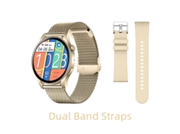 Smartwatch Bestvite Kc88 Fitness Feminino Com Tela Amoled De 1,43" E Função De Chamada, Monitor De Frequência Cardíaca E Pressão Arterial - Ouro