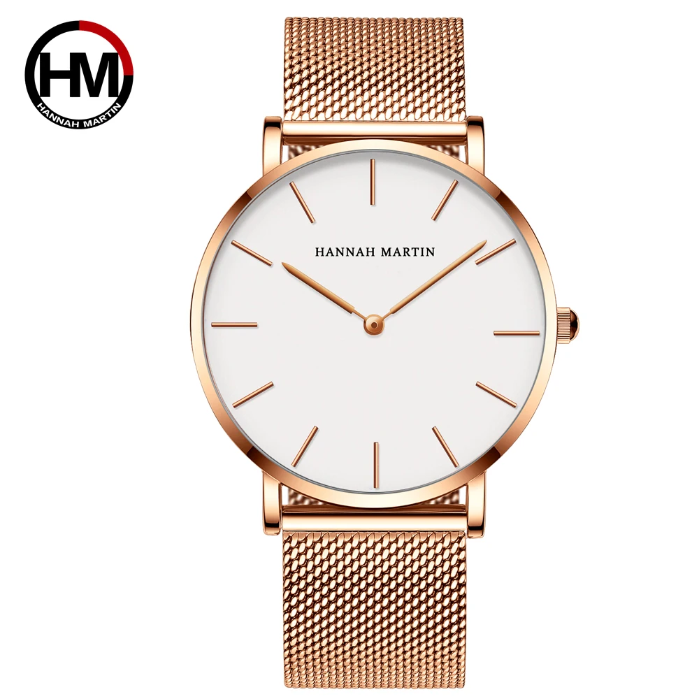 Relógio Masculino de Quartzo Ultrafino, Relógio de Pulso Elegante e Sofisticado para Negócios. MDUG (pulseira de Malha Dourada Rosê, Mostrador Branco)