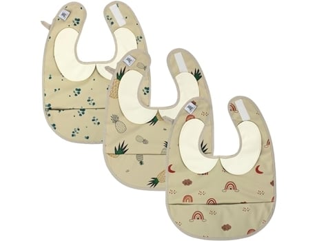Conjunto De 3 Babetes À Prova De Água Com Bolso Para Migalhas Babetes Plastificados Unissexo Com Estilo E Proteção 4 12 Meses | Ajustá Hello Hippo