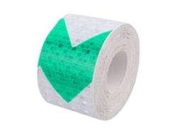 Fita de Advertência Refletiva em Favo Mel com Setas Verdes e Brancas, 5 Cm Largura, 10 M CHABERLU
