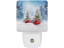 Luminária De Parede Com Plugue, Bolas De Natal, Luz Noturna De Neve, Sensor Crepuscular, Luz Led Branca Quente, Lâmpada