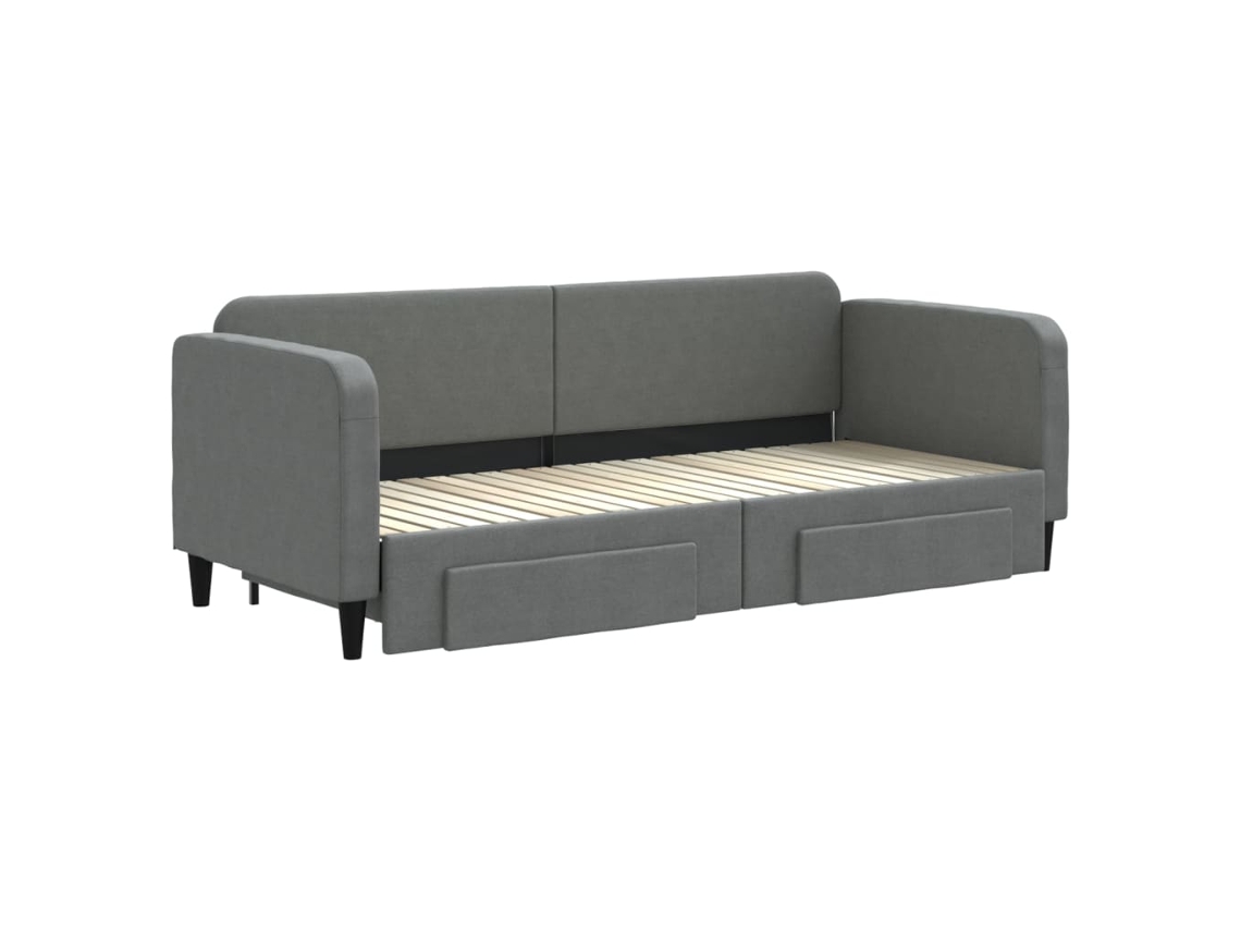 Sofá Cama C/ Gavetão E Gavetas 80x200 Cm Tecido Cinzento Escuro Lovely Home