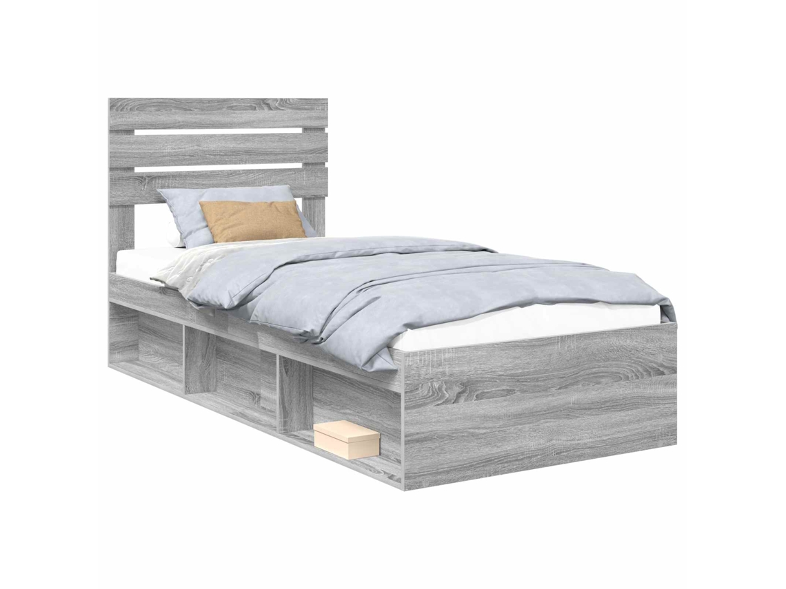 Estrutura da Cama com Cabeceira Cinza Sonoma 100x200 cm MAISON EXCLUSIVE