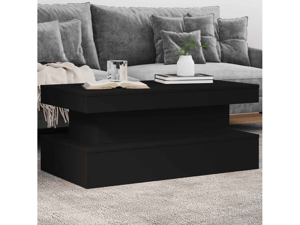Vidaxl Mesa De Centro Com Luzes Led 90x50x40 Cm Preto