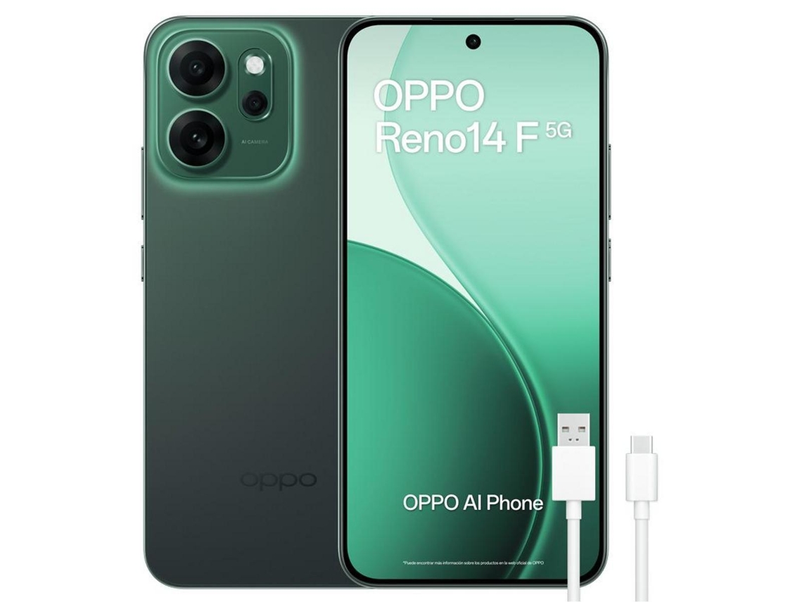 Smartphone OPPO Reno14 F 5g 8gb+256gb Verde, Cámara 50 Mp, Batería 6000 Mah