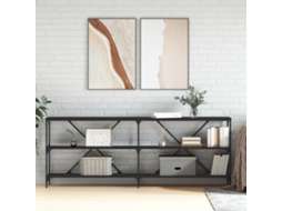 Vidaxl Mesa Consola 200x30x75 Cm Derivados De Madeira E Ferro Preto
