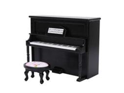 Acessórios Para Casa De Bonecas Modelo De Piano Vertical Mini Com Taburete Móvel Simulação Preto Brinquedo