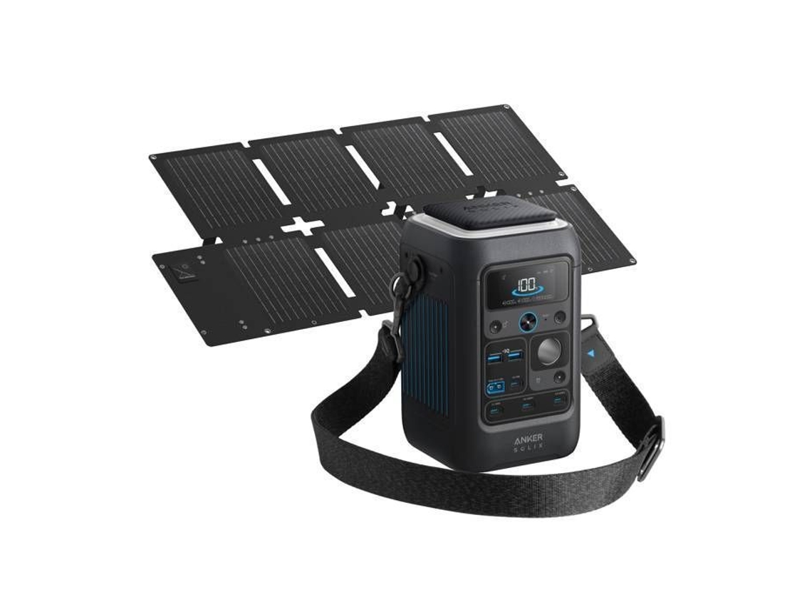 Kit Bateria Anker Solix C300x Dc Com Painel Solar De 60w