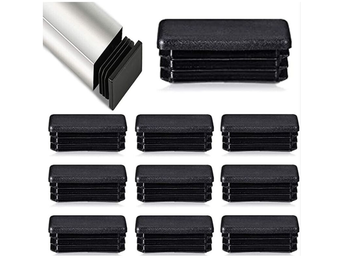 Lote De 12 Tampões De Palhetas Para Tubos Retangulares 80x40 Mm,para Móveis E Cadeiras Tubulares De Metal,cor Preta Btforus