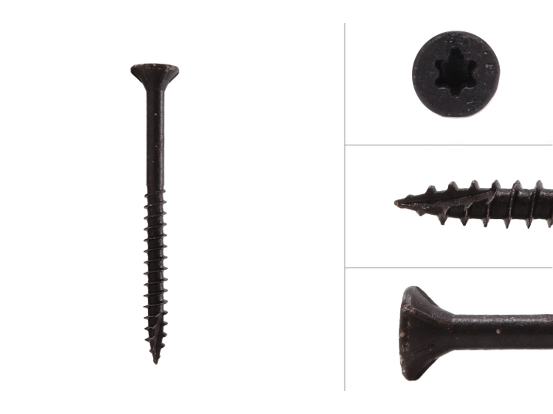 Parafusos Pretos Galvanizados 5 X 60 Mm Torx 20 Ponta Perfurante 50 Peças WOVAR