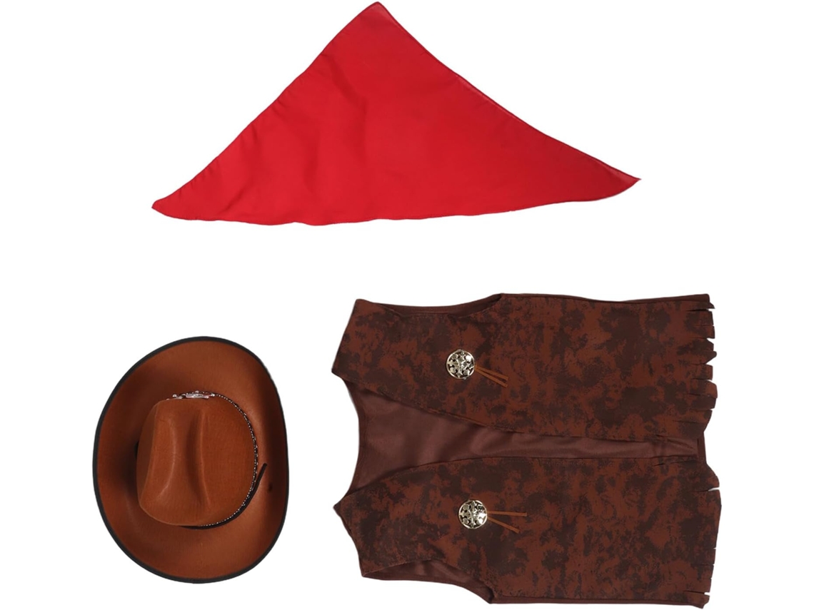 Chapéu Estilo Faroeste Para Meninos E Meninas, Chapéu De Caubói Com Colete E Bandana, Fantasia E Acessório Para Meninas.
