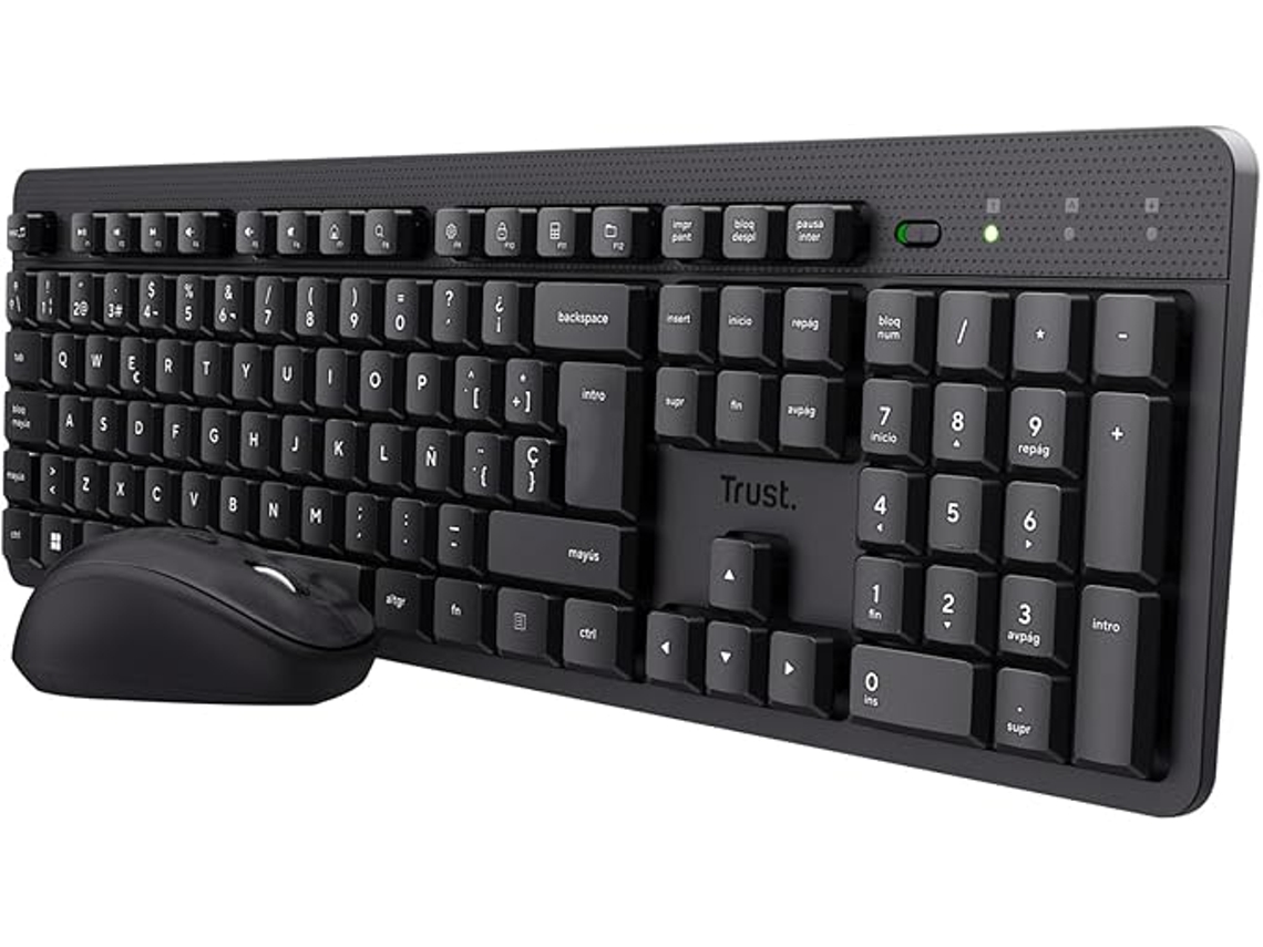 Ymo Ii Conjunto De Teclado E Mouse Sem Fio Com Teclado Qwerty Espanhol, Teclas Silenciosas, Design Compacto, Resistente A Respin Aquaforge