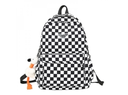 Mochila Escolar Unissex com Quadros Nylon Antissísmica 30x12x45cm 20-35l Azul/preto/rosa S/MARCA