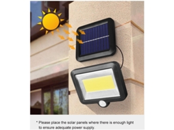 Lámpara Solar Exterior Con Sensor De Movimiento, 100 Led, Impermeable Hasta 120°, Ip65, Para Jardín, Con Cable De 5 M, Klb Brilvibera