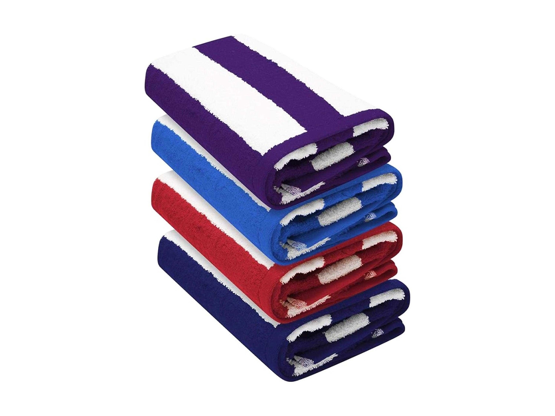 K Collection Cabana Randig Strandhandduk Pacote com 4 Tamanho Único Azul Marinho/vermelho AQUAFORGE