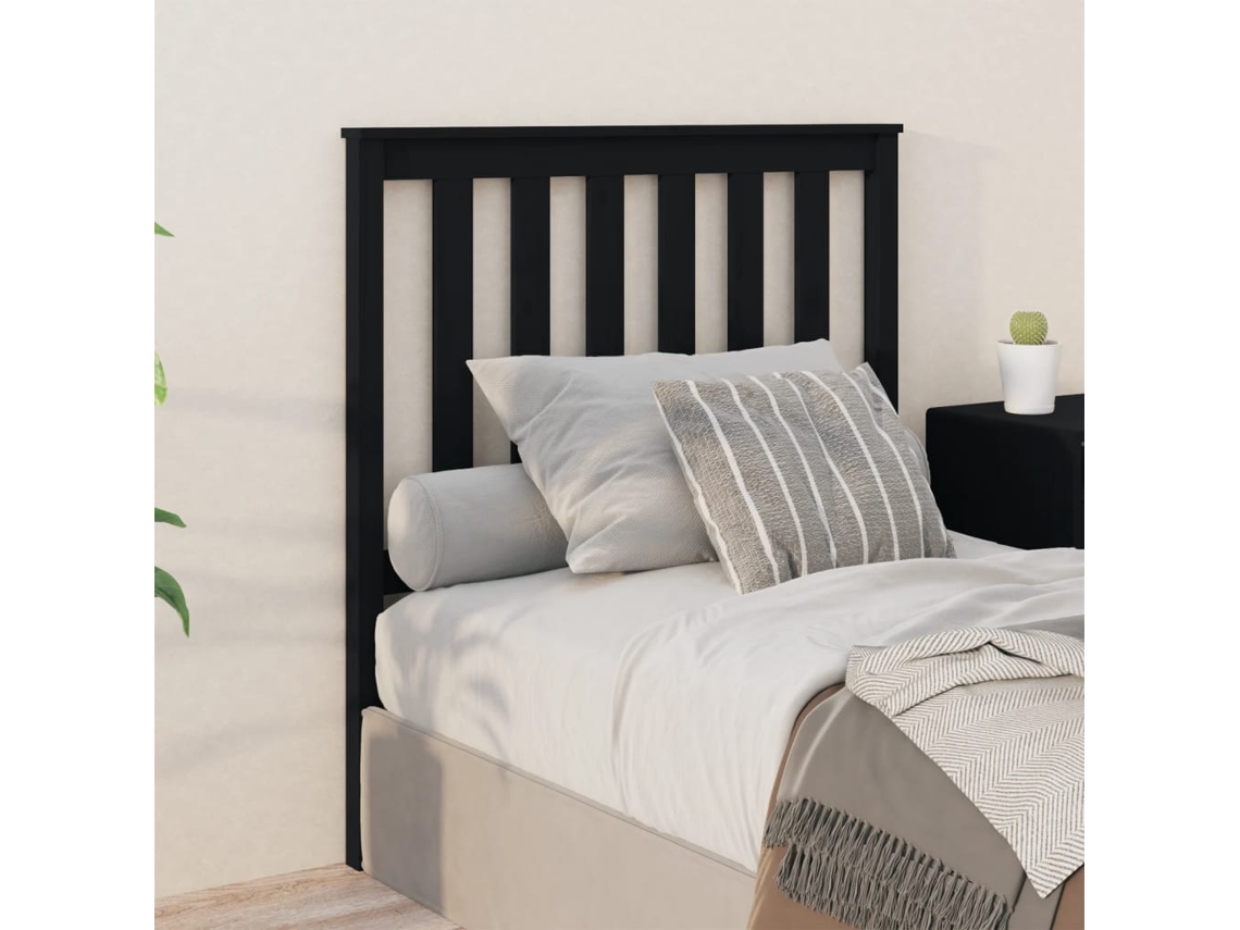 Vidaxl Cabeceira De Cama 96x6x101 Cm Pinho Maciço Preto